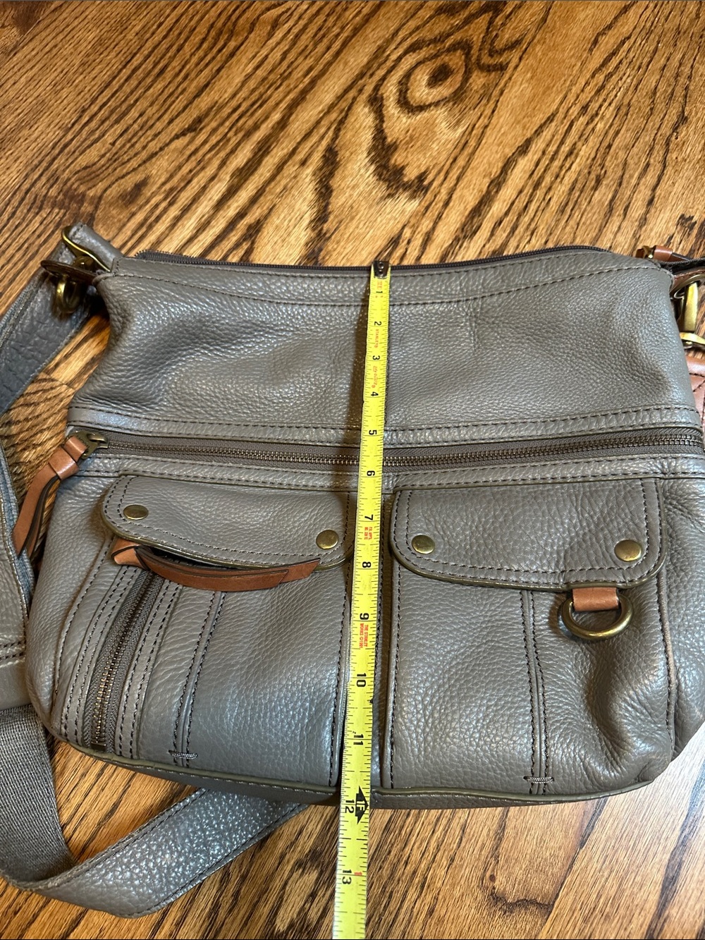 Fossil Gray Crossbody Bag with Tan Accents - Picture 9 of 10
